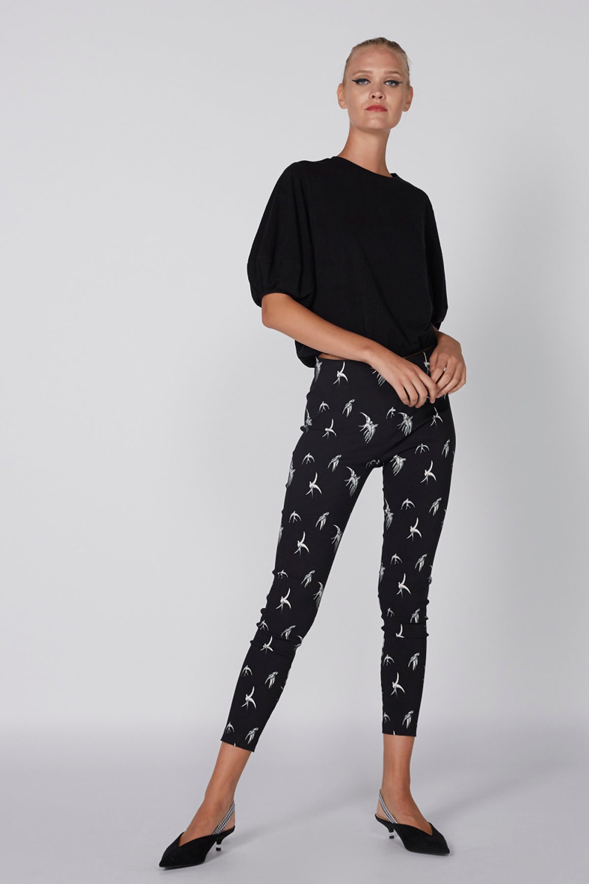 Round Neck Top with Balloon Sleeves