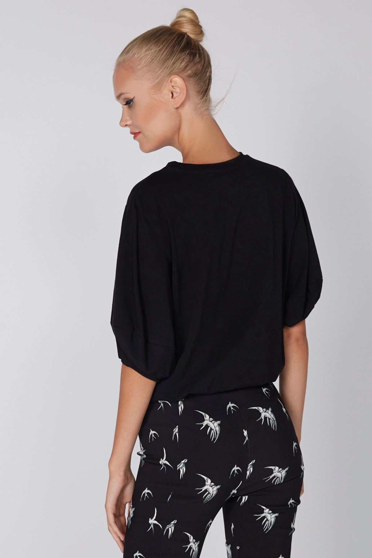 Round Neck Top with Balloon Sleeves