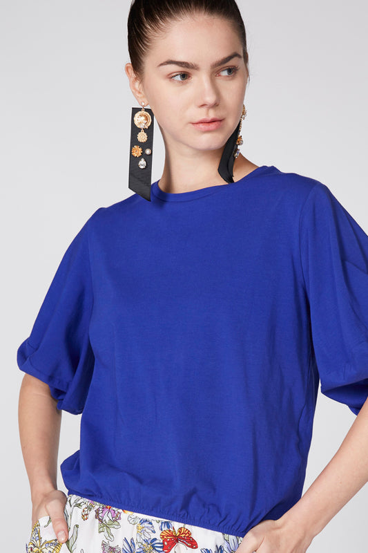 Puff Sleeves Top with Elasticised Hem