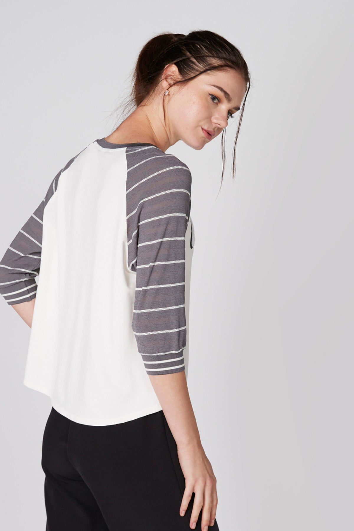 Printed T-Shirt with Crew Neck and 3/4 Sleeves