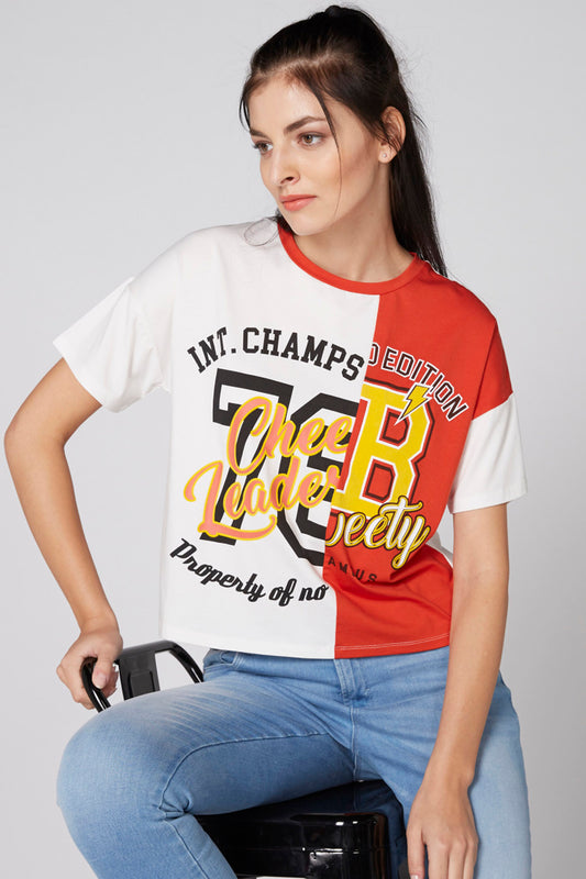 Printed Oversized T-Shirt with Round Neck