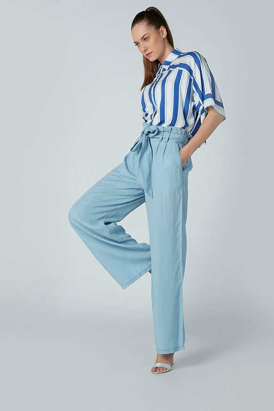 Denim Pants with Bow Detail