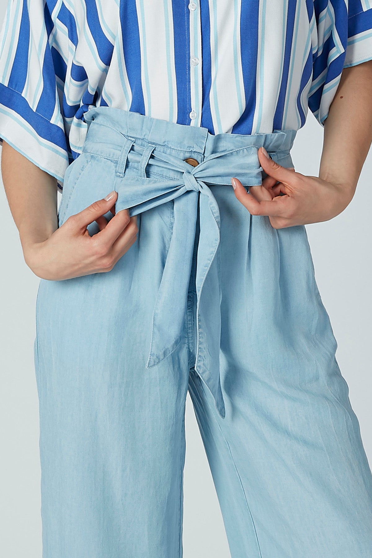 Denim Pants with Bow Detail