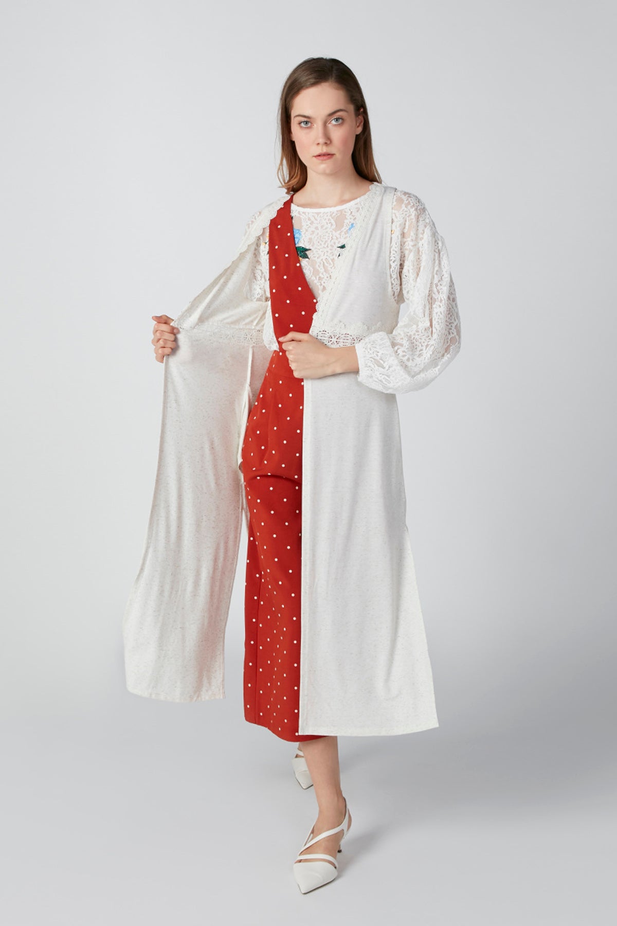 Polka Dot Printed Sleeveless Jumpsuit with V-neck