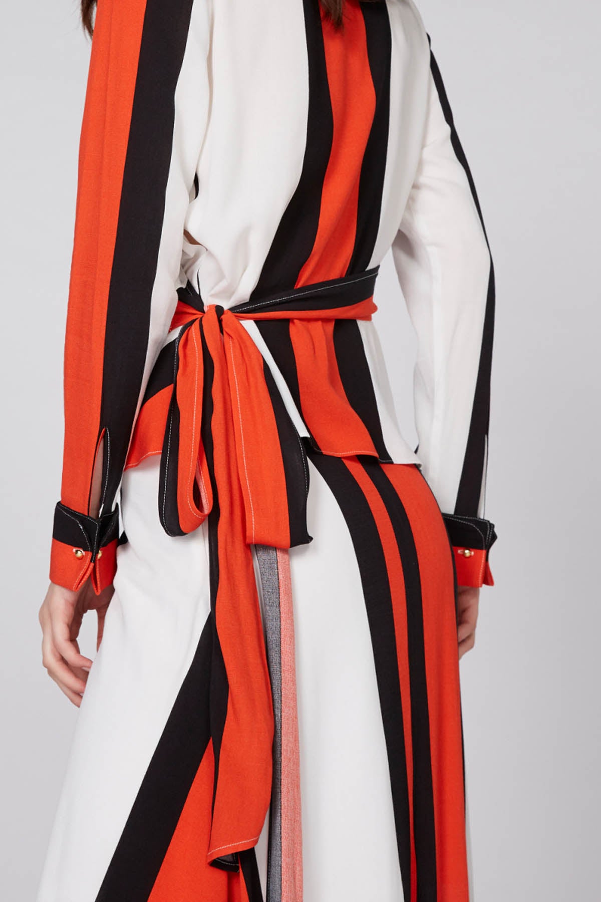Striped Top with V-Neck and Long Sleeves