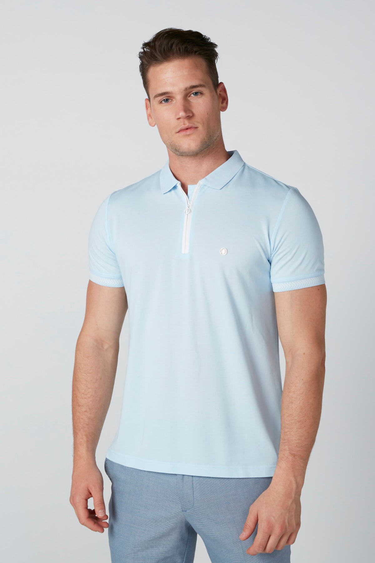 Polo Neck T-Shirt with Zip Detail