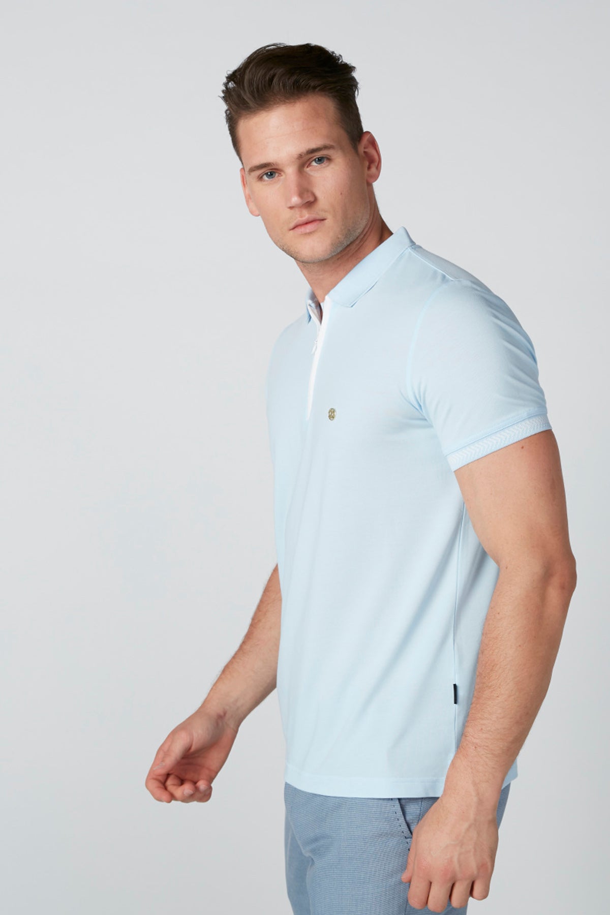 Polo Neck T-Shirt with Zip Detail