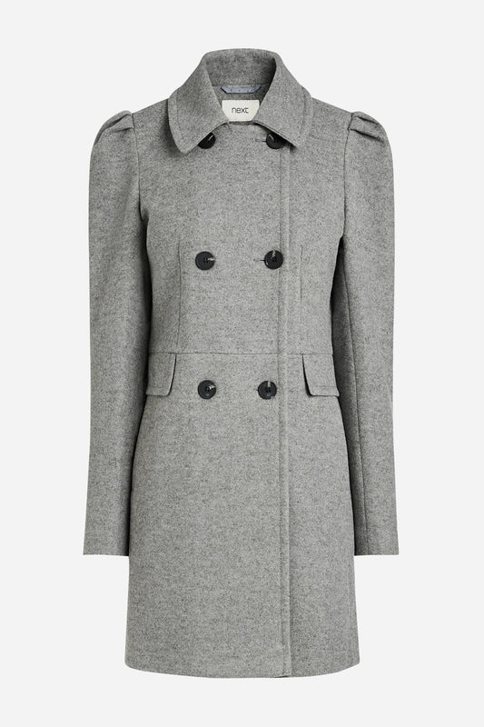 Puff Sleeve Double Breasted Coat