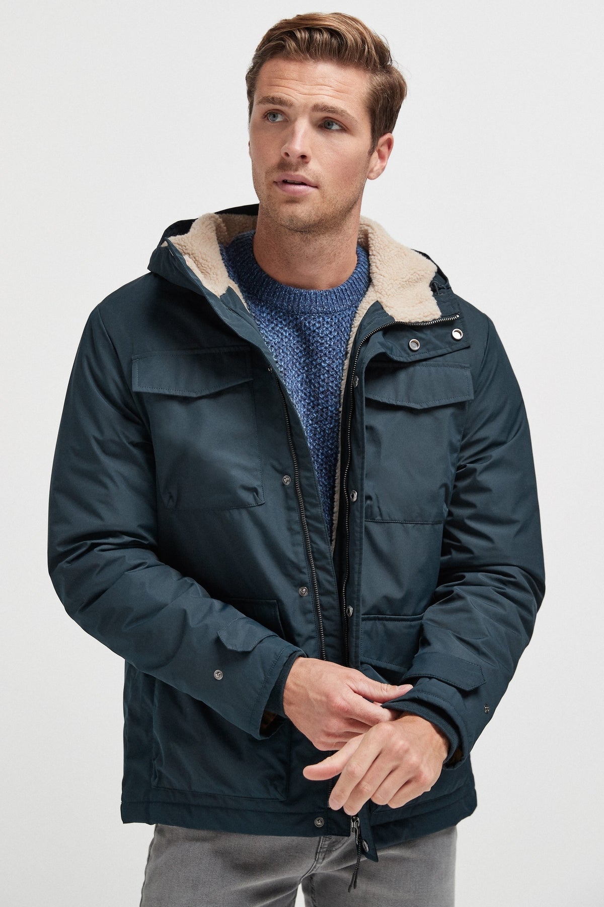Shower Resistant Borg Lined Four Pocket Jacket