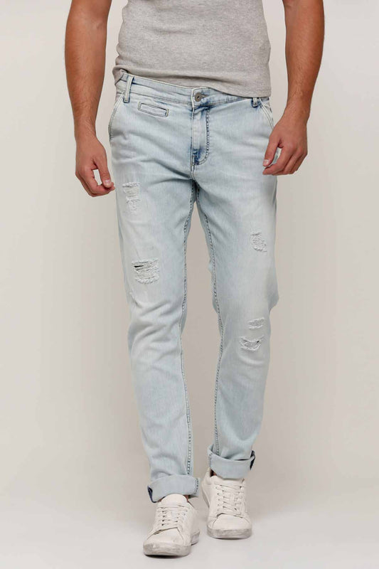 Full Length Distressed Jeans with Pocket Detail