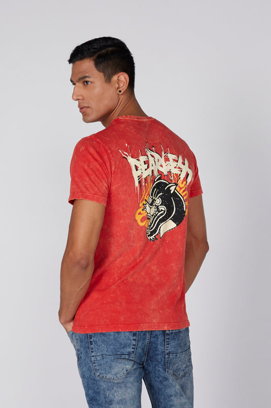 Printed T-Shirt with Round Neck and Short Sleeves