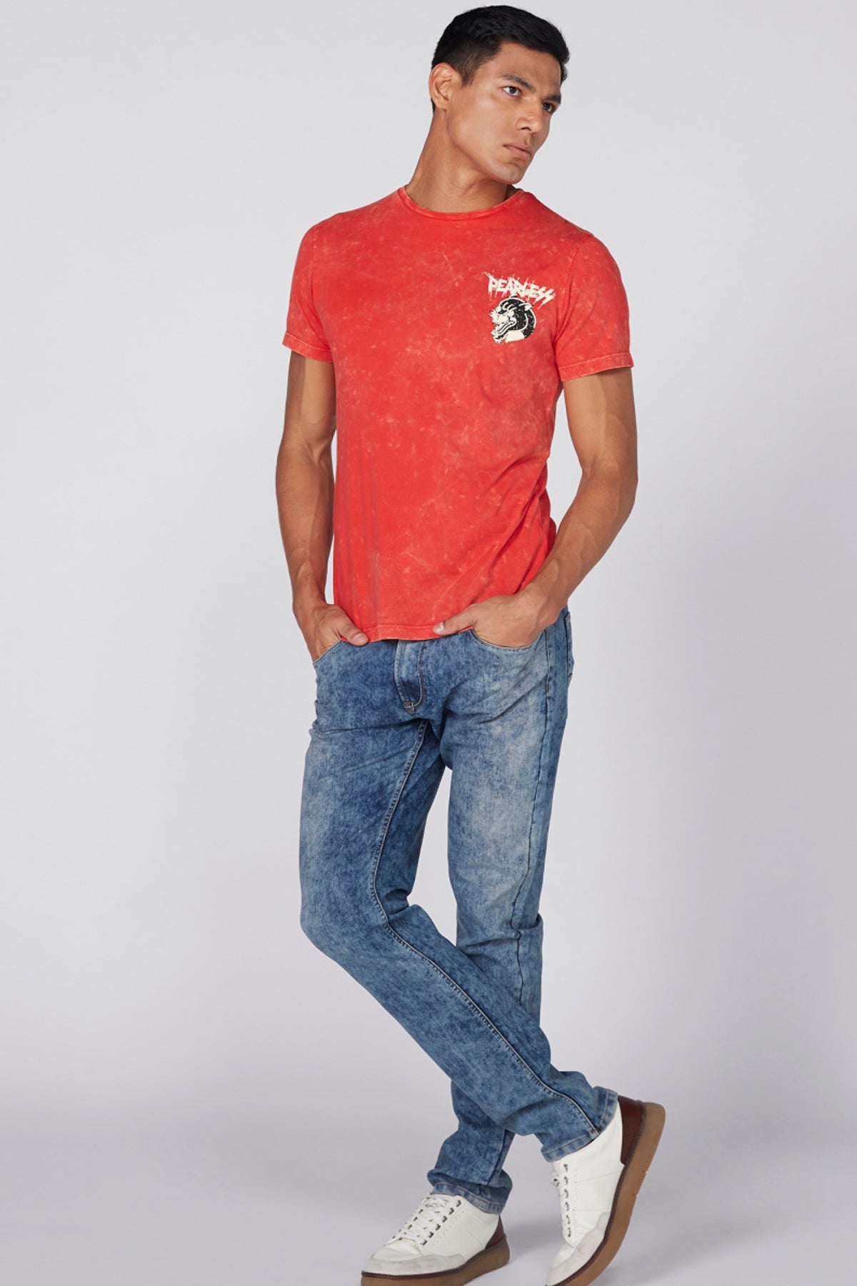 Printed T-Shirt with Round Neck and Short Sleeves