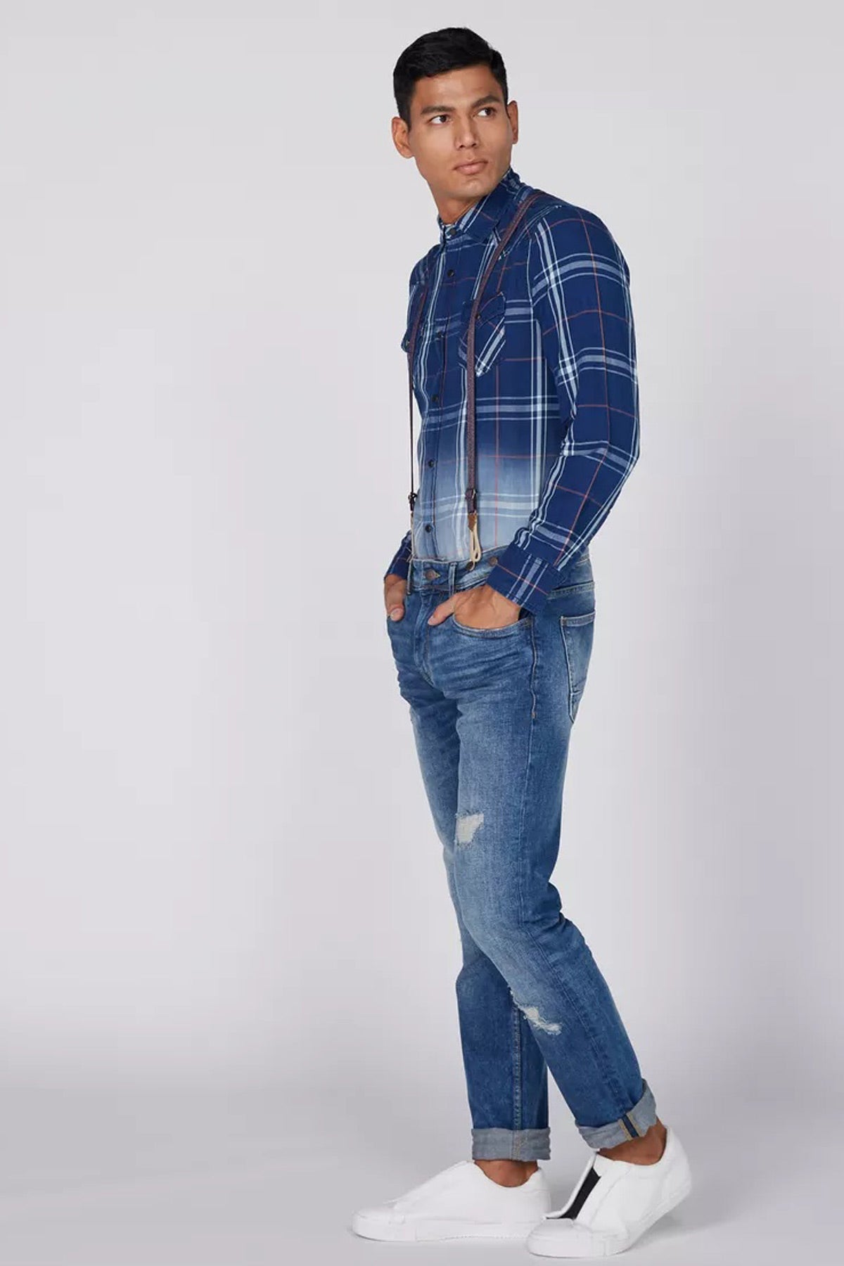 Chequered Shirt with Long Sleeves and Complete Placket