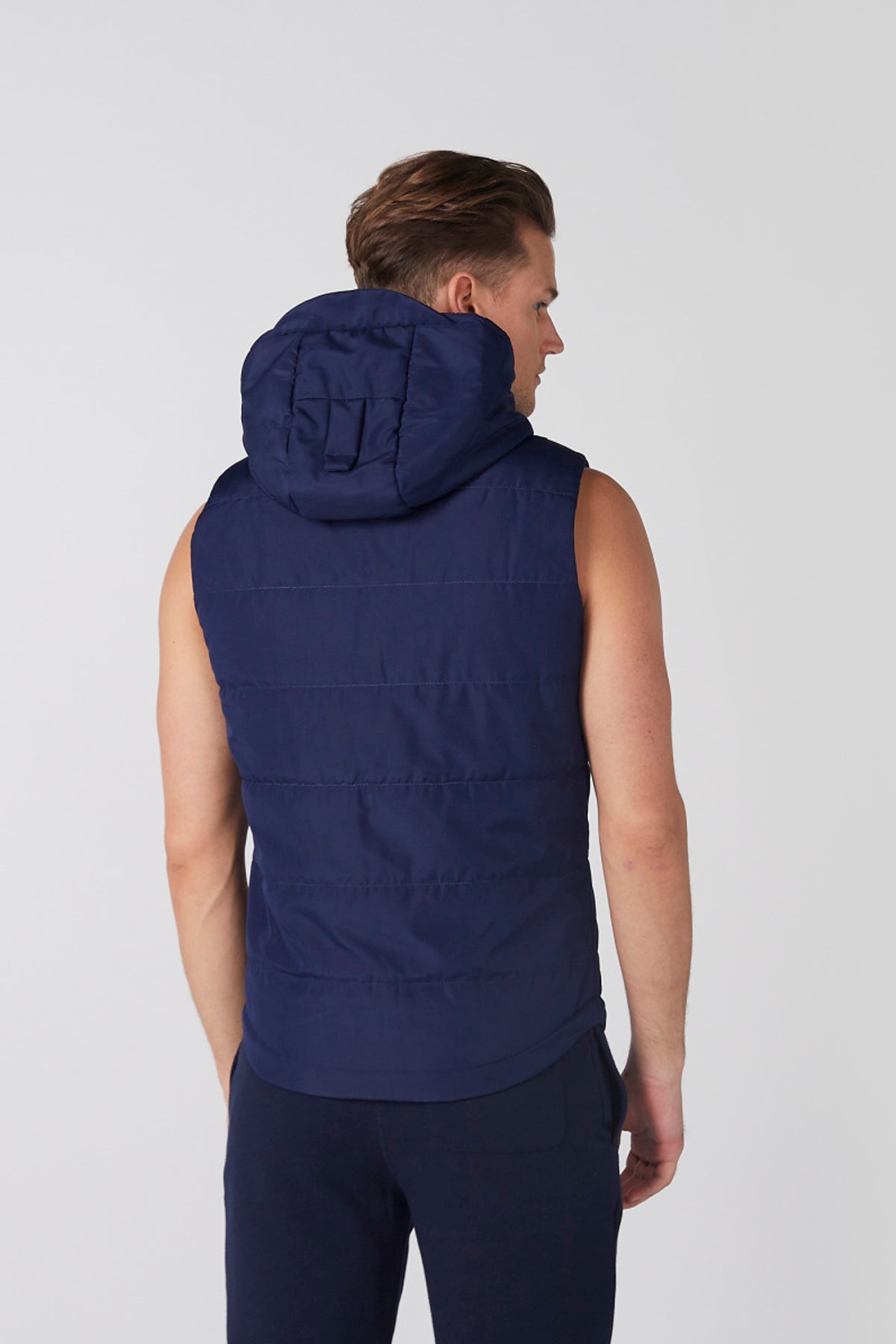 Sleeveless Jacket with Zip Closure and Hood