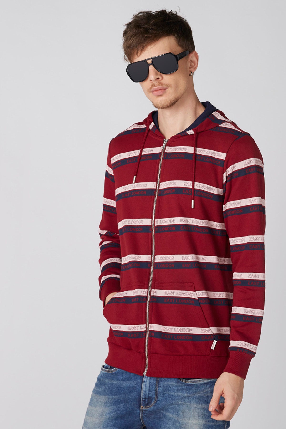 Long Sleeves Jacket with Hood and Zip Closure