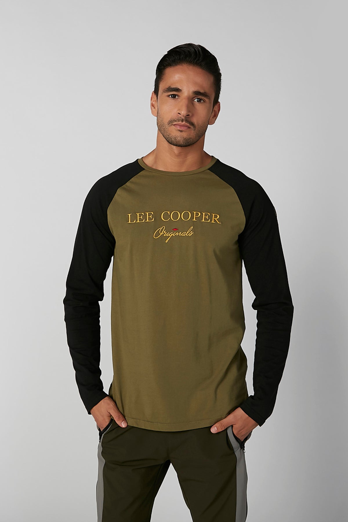 Embroidered T-shirt with Crew Neck and Raglan Sleeves