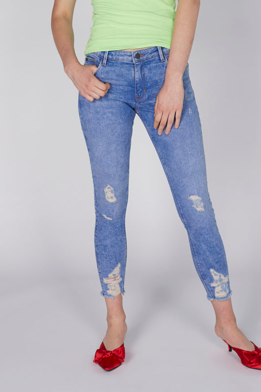 Ripped 3/4 Jeans in Skinny Fit