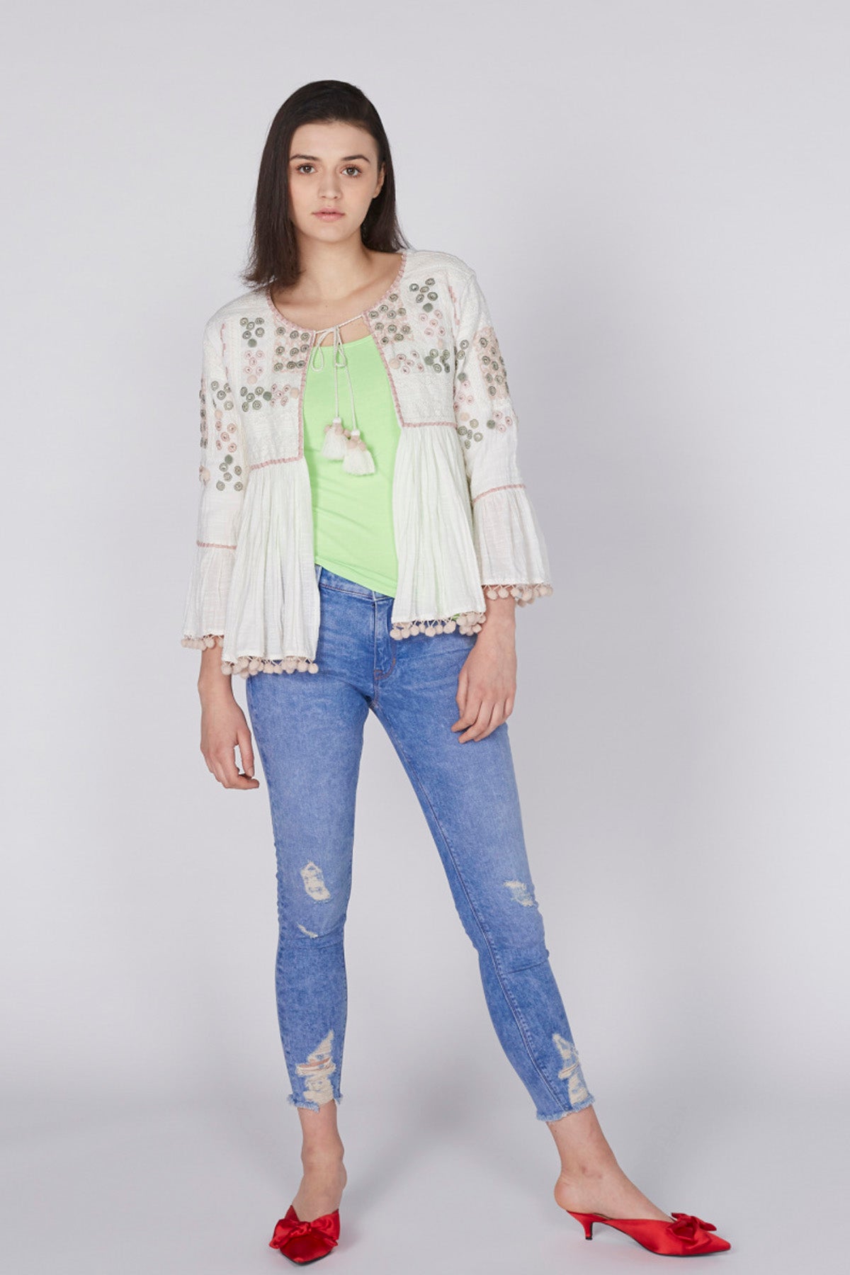Ripped 3/4 Jeans in Skinny Fit