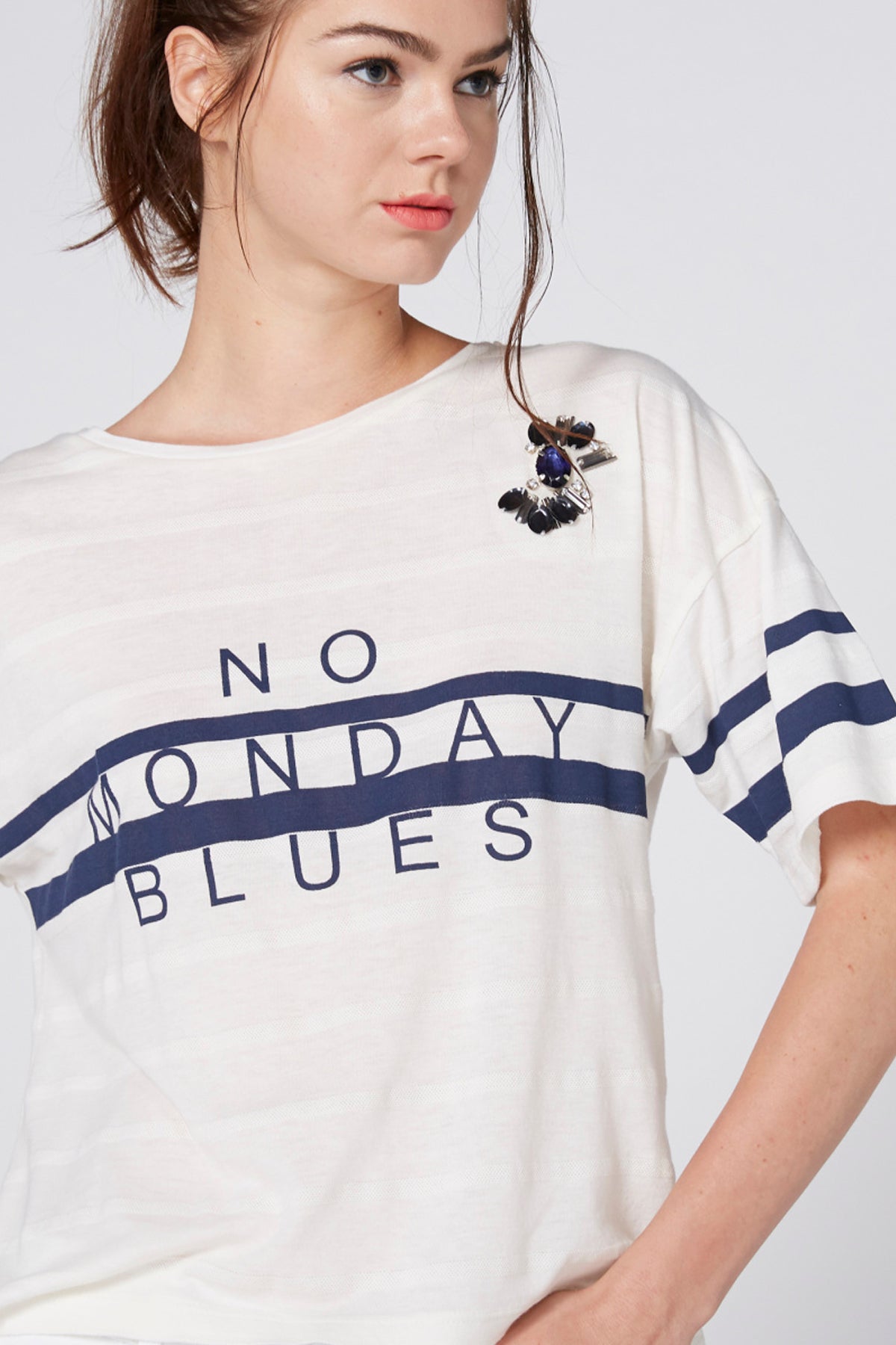Printed T-Shirt with Round Neck and Short Sleeves
