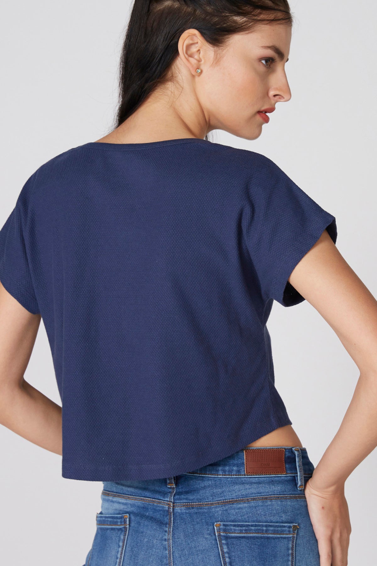 Printed Crop T-Shirt with Round Neck and Extended Sleeves