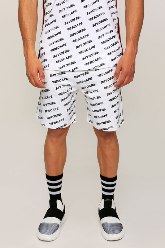 Printed Shorts with Tape and Pocket Detailing