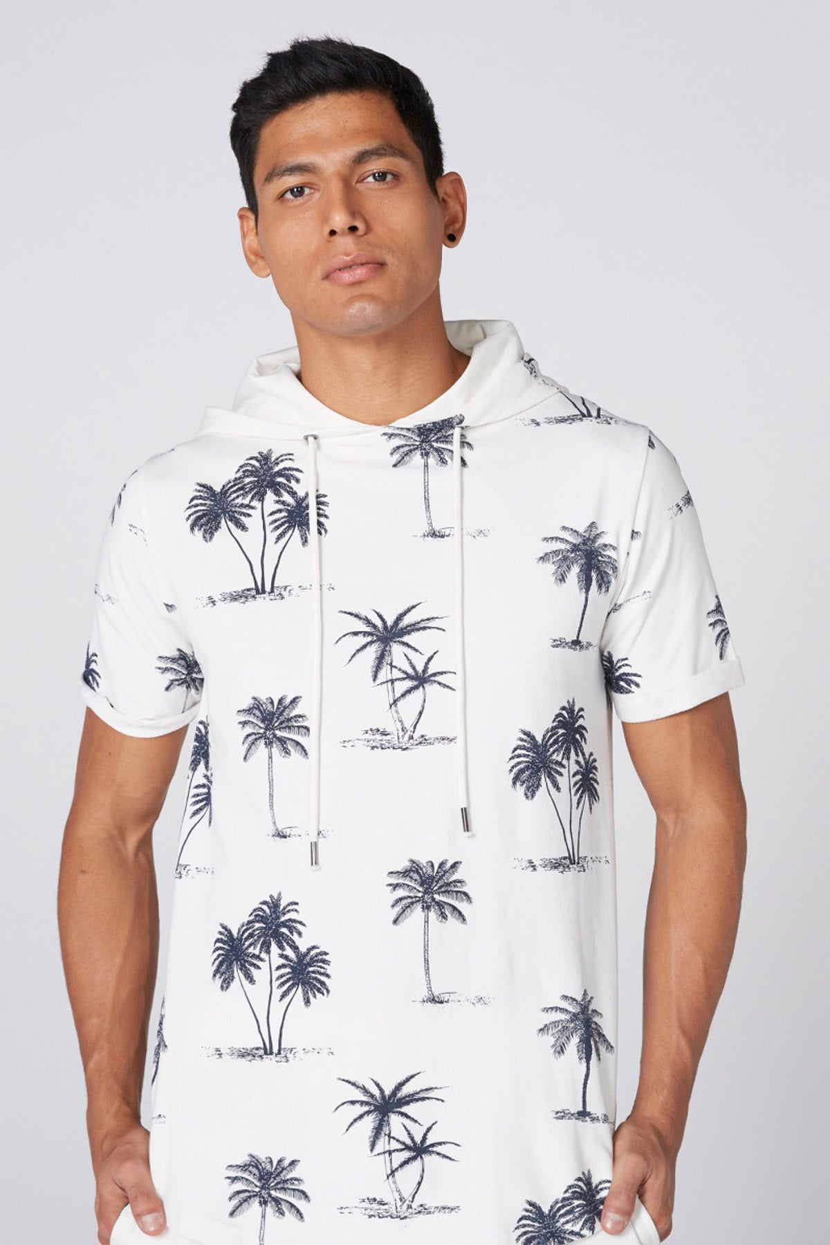 Printed T-Shirt with Short Sleeves and Hood