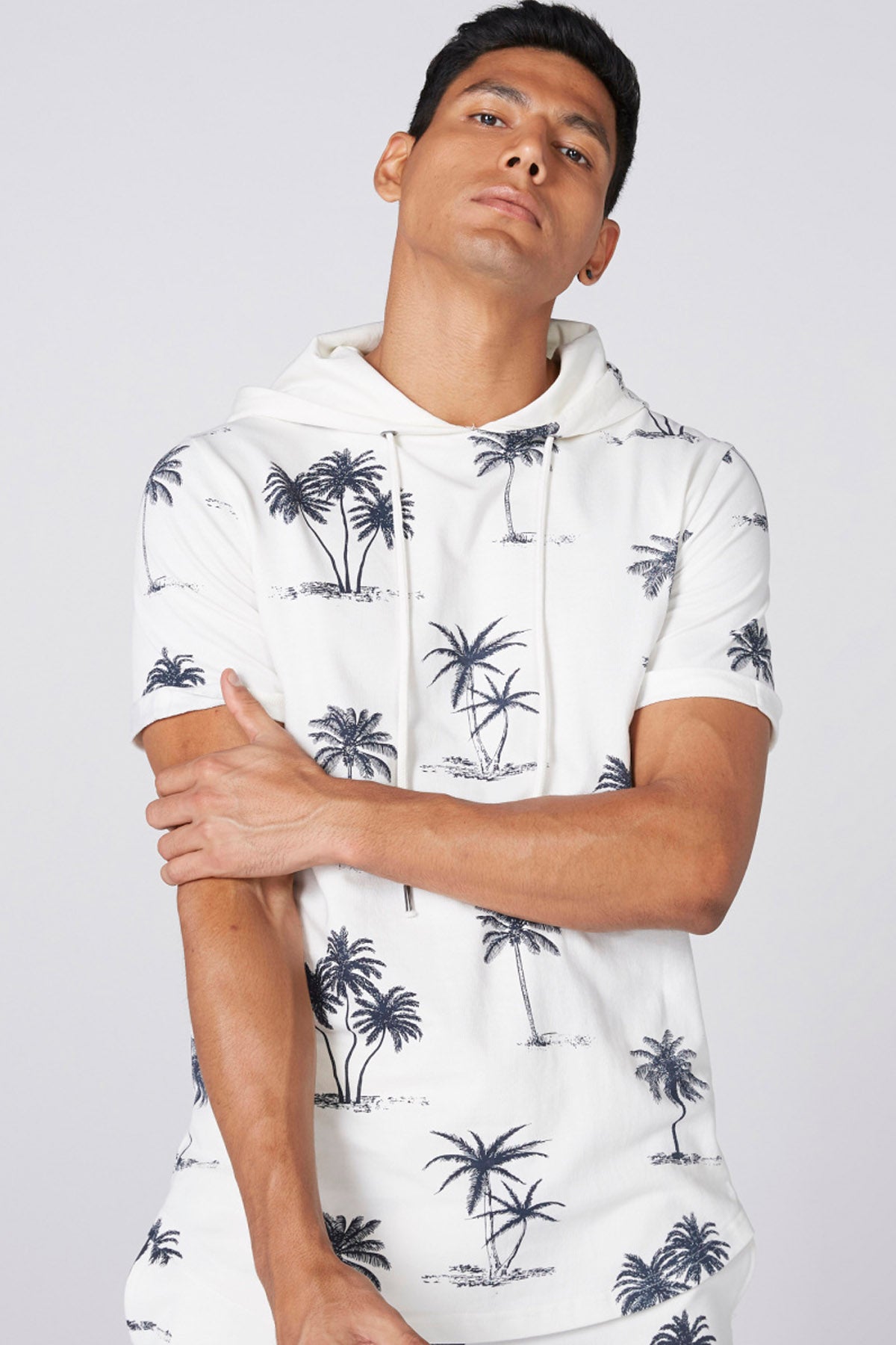 Printed T-Shirt with Short Sleeves and Hood
