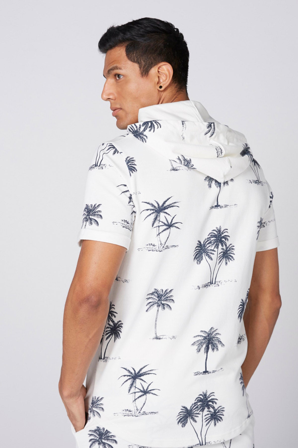 Printed T-Shirt with Short Sleeves and Hood