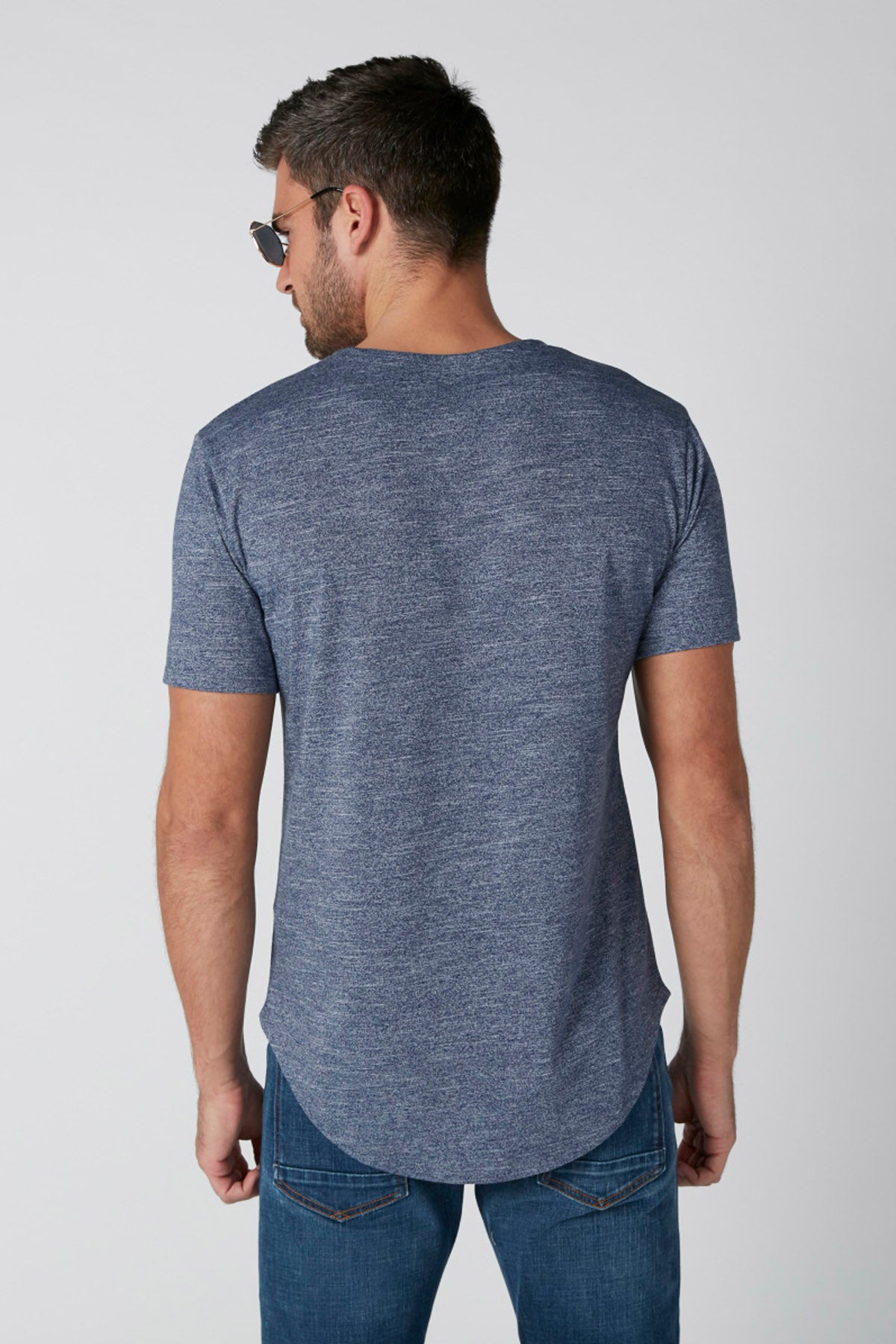 Textured T-shirt in Relaxed Fit with Curved Hem and Short Sleeves