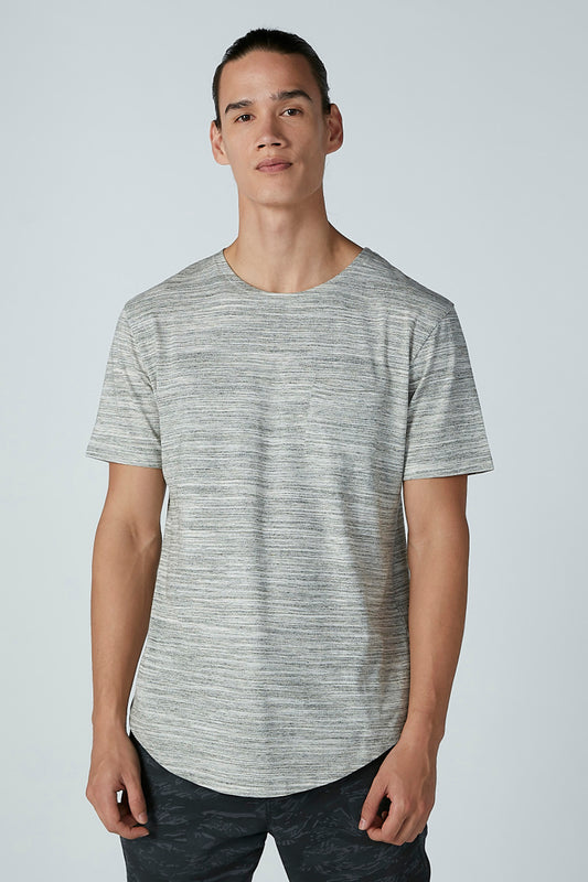 Textured T-shirt in Relaxed Fit with Curved Hem and Short Sleeves