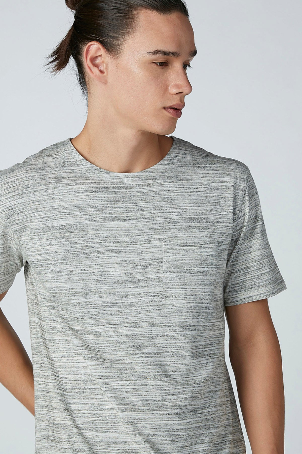 Textured T-shirt in Relaxed Fit with Curved Hem and Short Sleeves