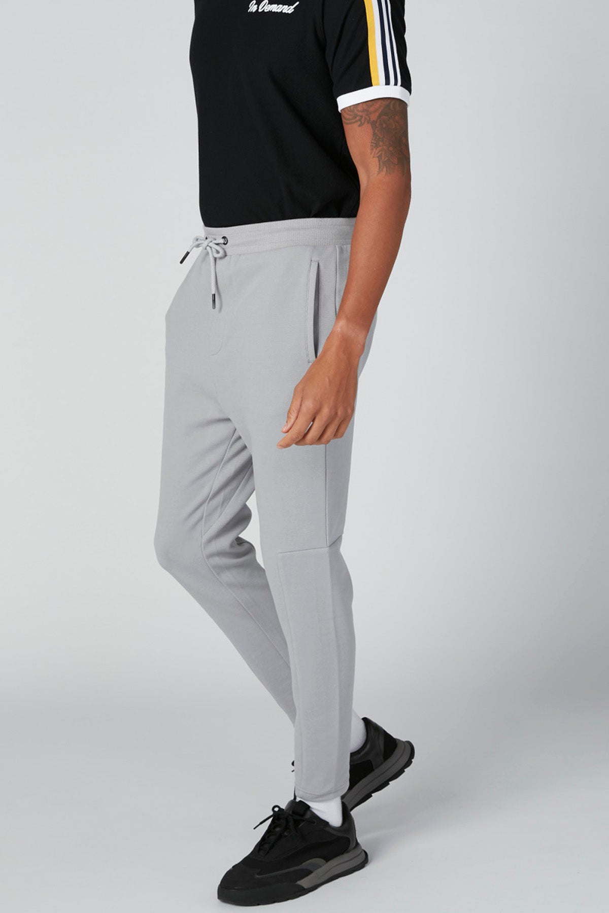 Plain Mid-Rise Trousers with Pocket Detail and Drawstring Closure
