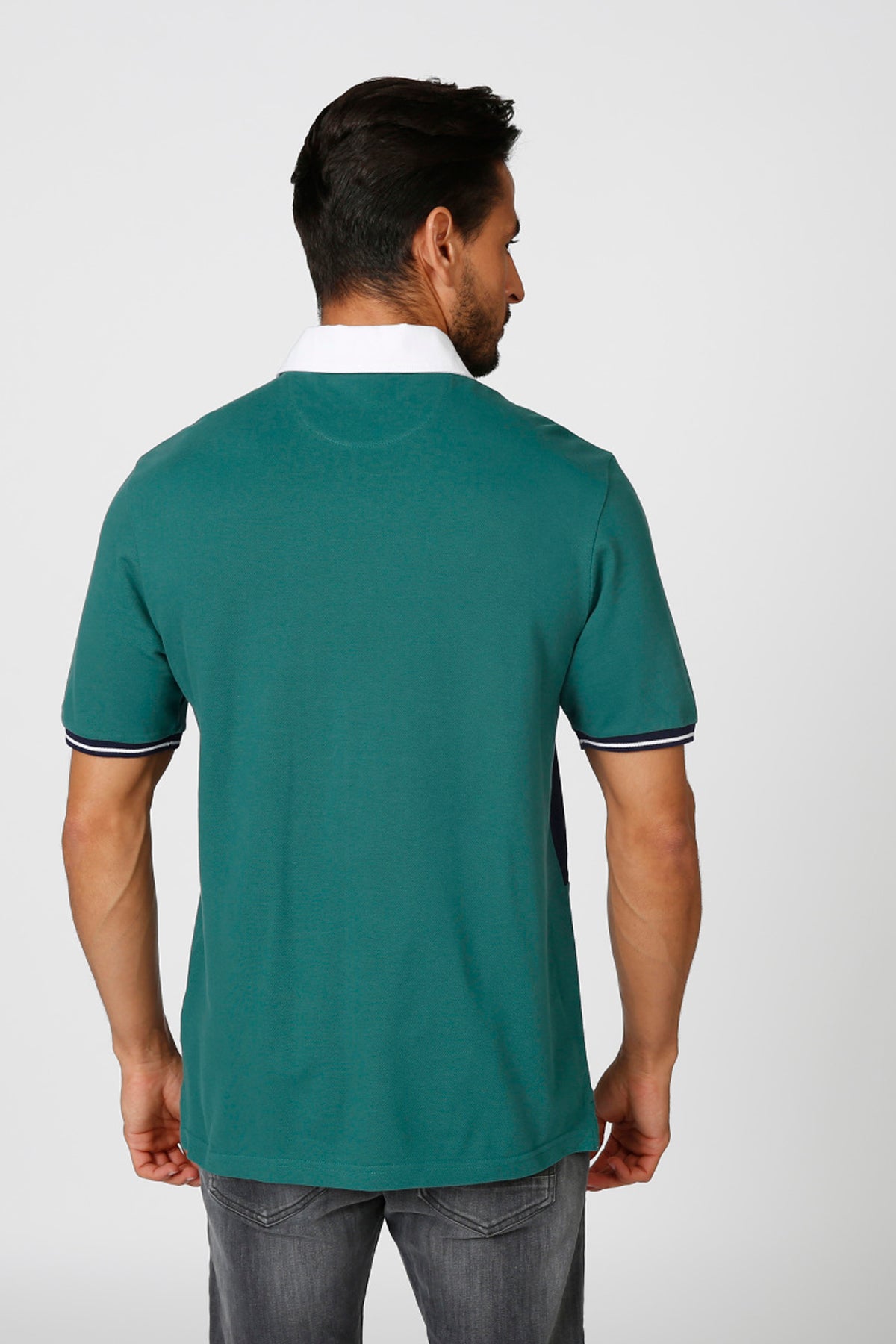 Printed T-shirt with Polo Neck and Short Sleeves