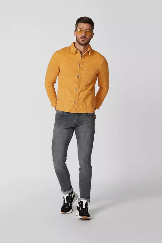 Plain Denim Jacket with Long Sleeves and Pocket Detail