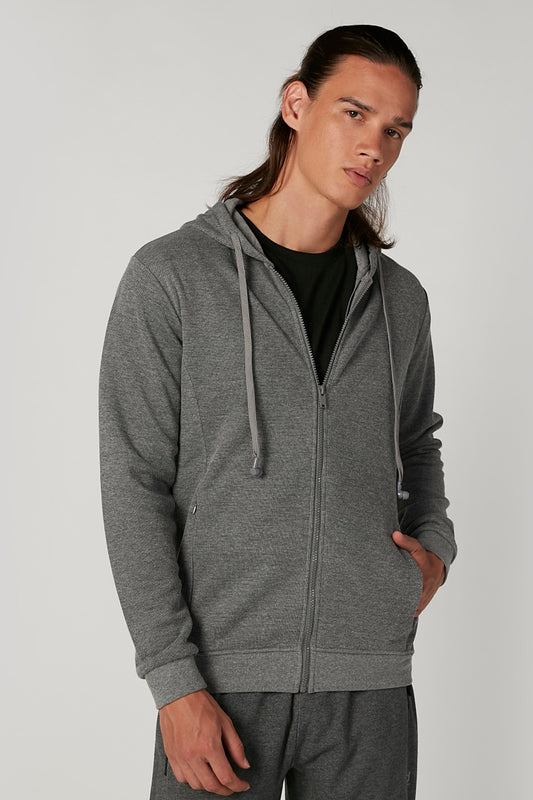Sustainability Hoodie with Built-in Earphones and Zip Closure