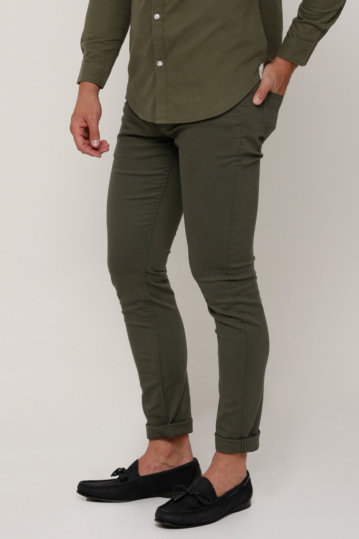 Full Length Jeans with Button Closure