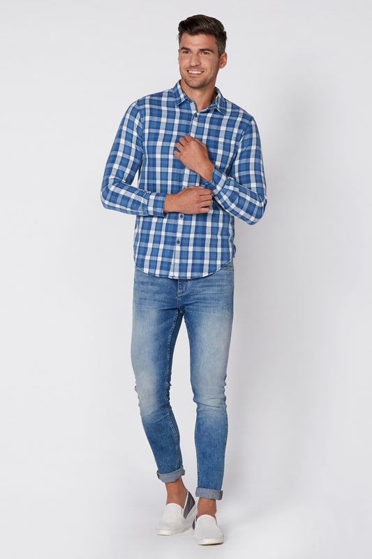 Full Length Jeans with Button Closure amd Pocket Detail