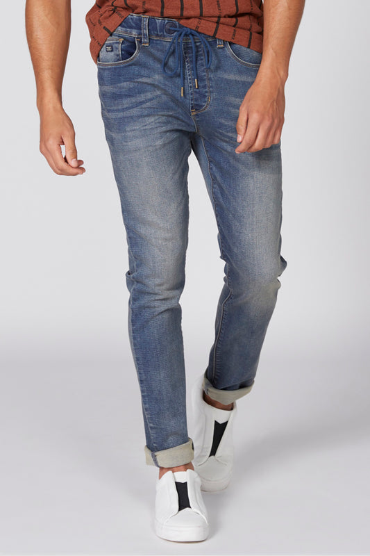 Full Length Jeans with Drawstring Closure and Pocket Detail