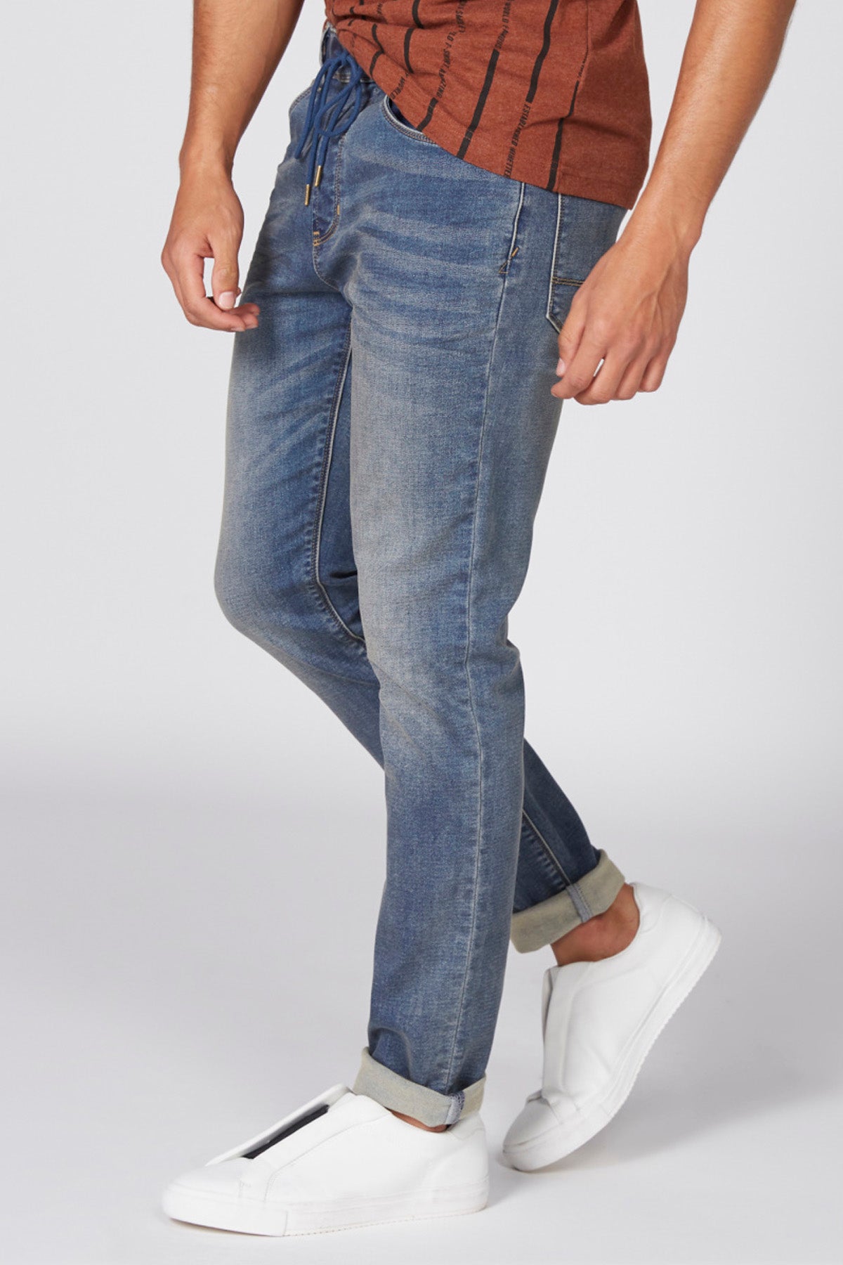 Full Length Jeans with Drawstring Closure and Pocket Detail