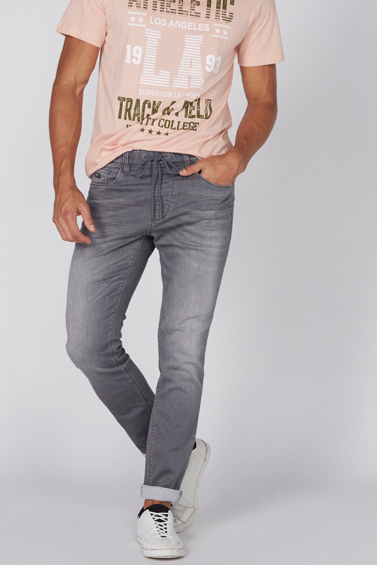 Full Length Jeans with Drawstring and Pocket Detail