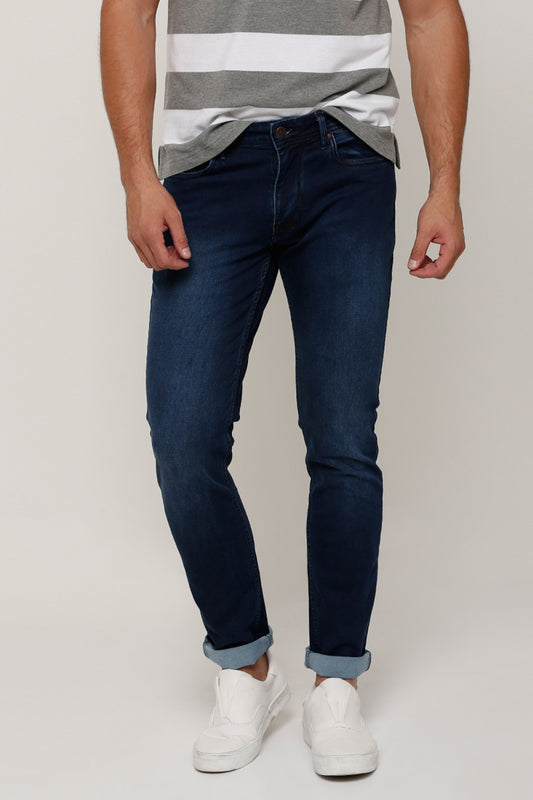 Pocket Detail Full Length Jeans with Button Closure