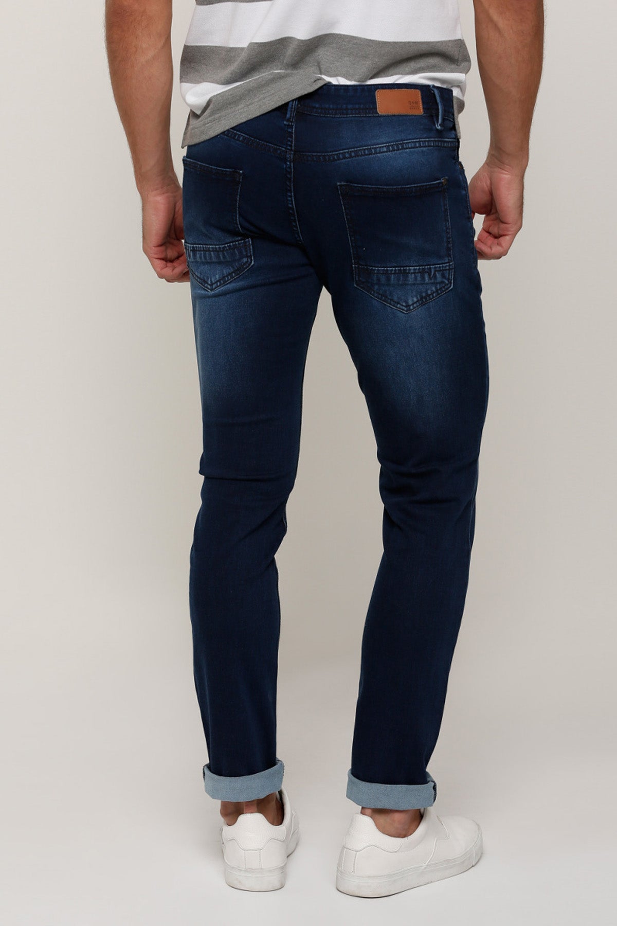 Pocket Detail Full Length Jeans with Button Closure