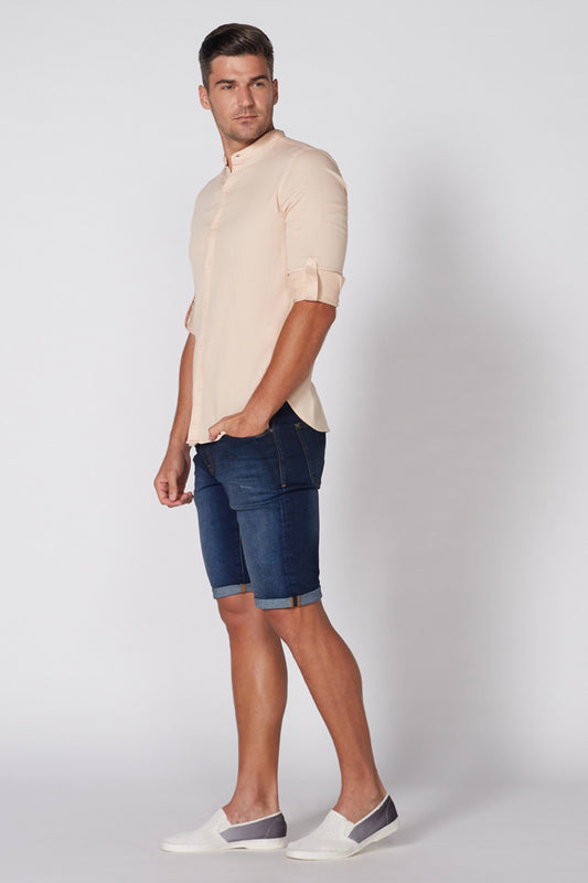 Denim Shorts with Button Closure and Pocket Detail