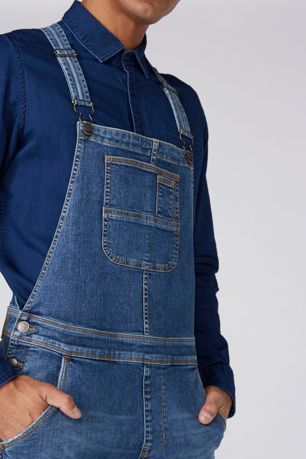 Full Length Denim Dungaree with Pocket Detail