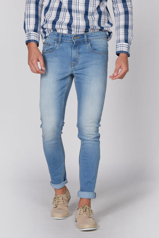 Full Length Jeans with Button Closure and Pocket Detail