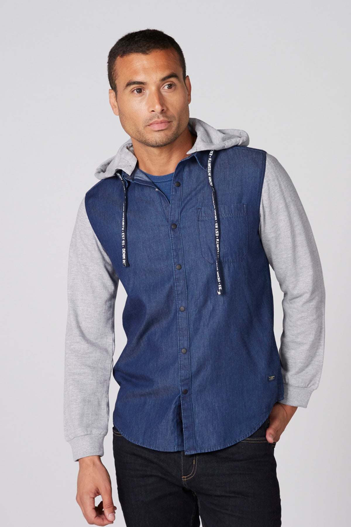Long Sleeves Shirt with Complete Placket and Hood