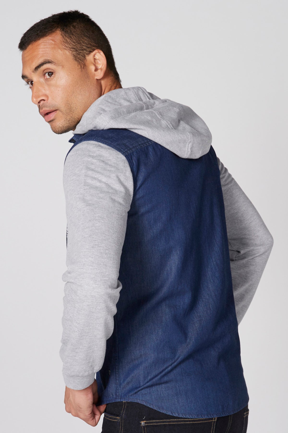 Long Sleeves Shirt with Complete Placket and Hood