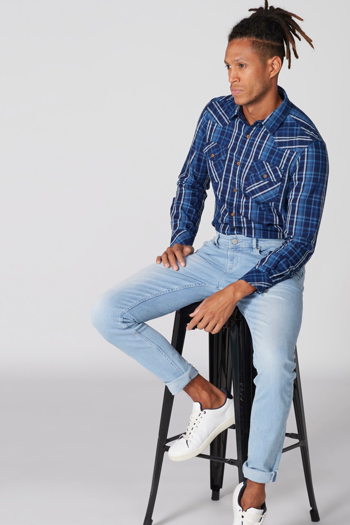 Chequered Shirt with Long Sleeves and Complete Placket