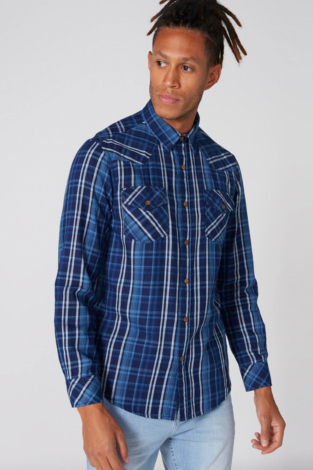 Chequered Shirt with Long Sleeves and Complete Placket