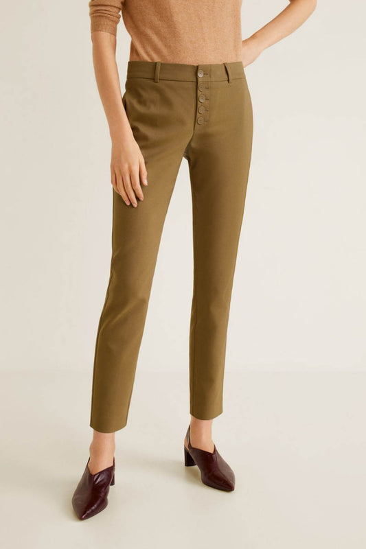 Buttons Cotton Trousers